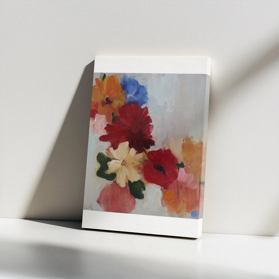 Abstract Floral Canvas Wall Art | Vibrant Painted Wildflower Bouquet | Premium 1.25" Thick Gallery Wrap | Modern Living Room Decor Gift