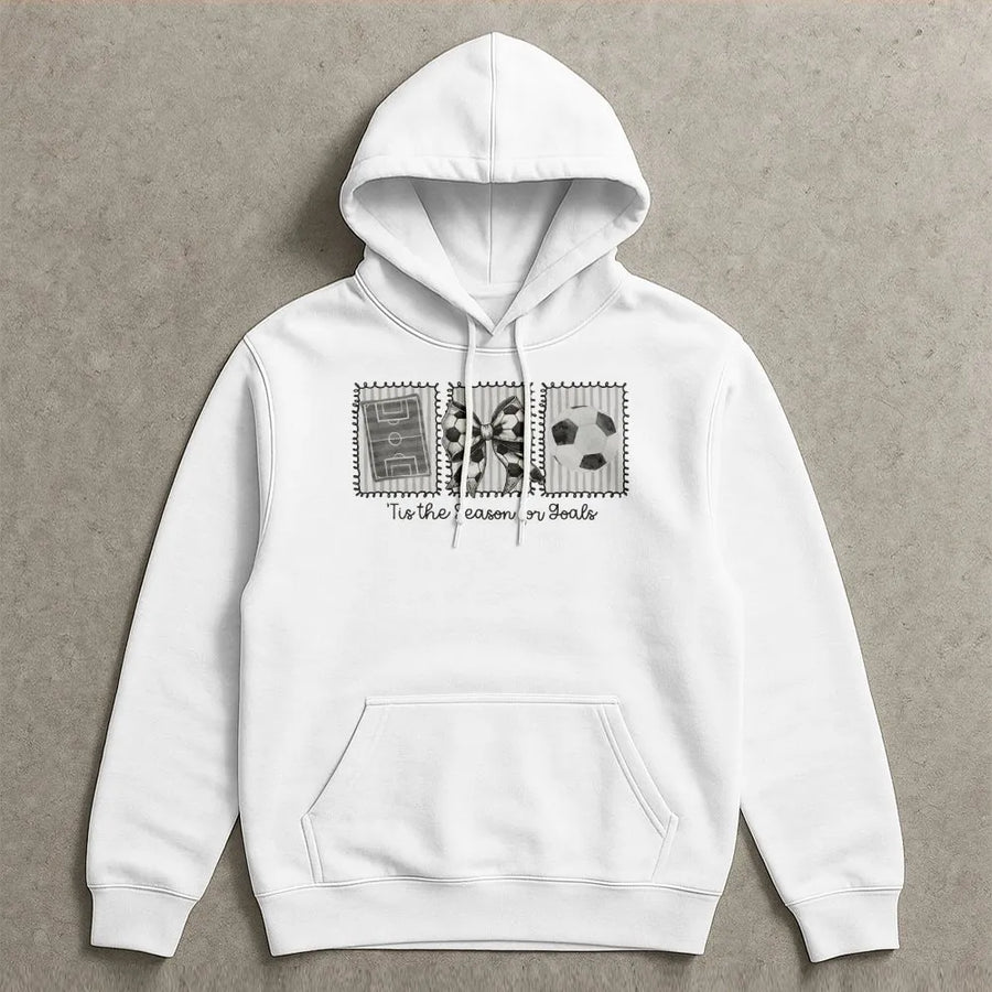 Soccer Mom Hoodie | Tis The Season For Goals Aesthetic Design | Soft Cotton Blend Comfort | Gift For Soccer Players And Sports Fans