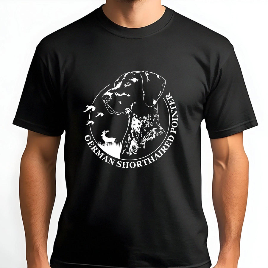 German Shorthaired Pointer T-Shirt | GSP Bird Dog Hunting Graphic Tee | Premium 100% Cotton Shirt | Gift for GSP Mom Dad Dog Lover