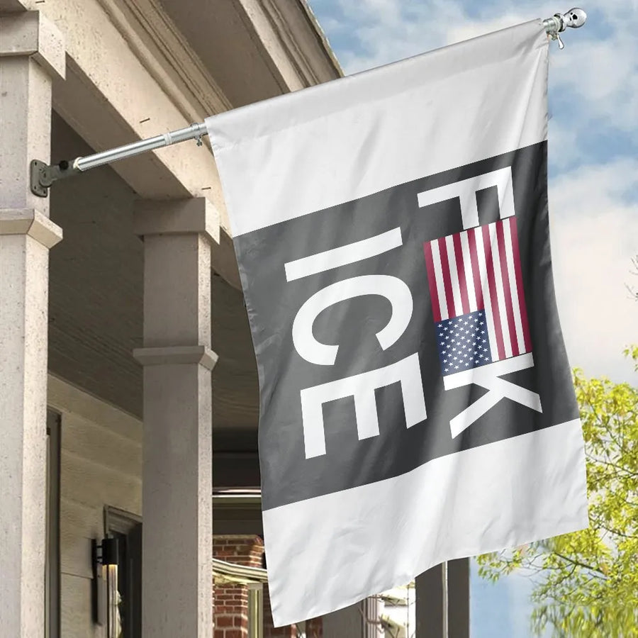 Fuck Ice House Flag | Political Protest Banner with US Flag Design | Premium Weather-Resistant Polyester | Abolish ICE Activist Gift