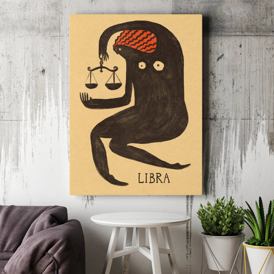 Libra Zodiac Wall Art | Abstract Astrology Figure With Scales Print | Premium 1.25-Inch Gallery Canvas | Unique Birthday Gift for Her or Him