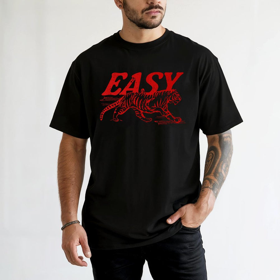 Easy Tiger T-Shirt | Vintage Distressed Graphic Print | Premium 100% Cotton | Unisex Retro Style Gift for Nature Lovers