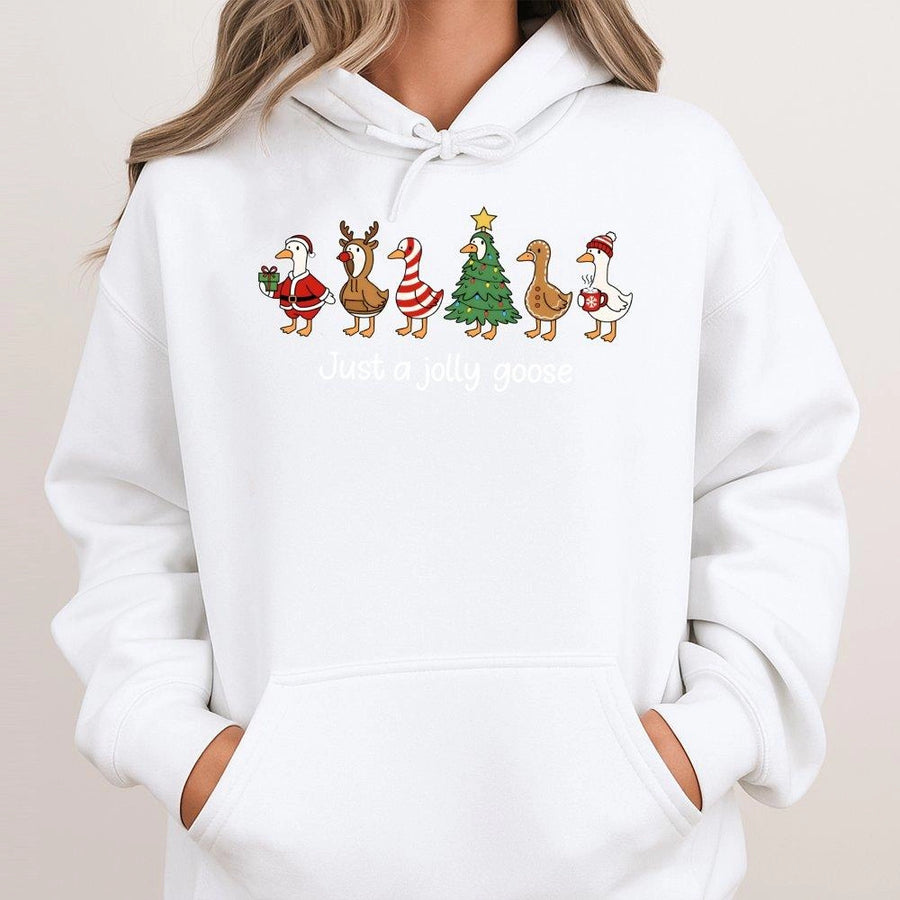 Christmas Goose Hoodie | Funny Holiday Duck Graphic | Soft Cotton-Blend Pullover | Cute Winter Sweatshirt Gift for Animal Lovers