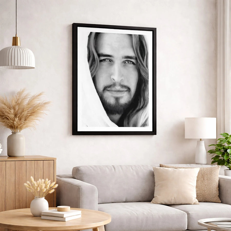 Jesus Christ Portrait Canvas Wall Art | Black and White Religious Decor | Premium Gallery Wrap 1.25" Profile | Christian Home Decor Gift