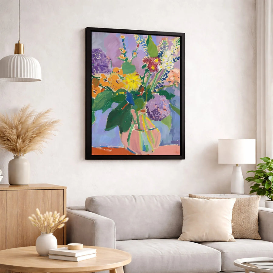 Floral Still Life Canvas Print | Fauvist Style Flower Painting Reproduction | Gallery Wrapped Wall Art | Premium Modern Home Decor Gift