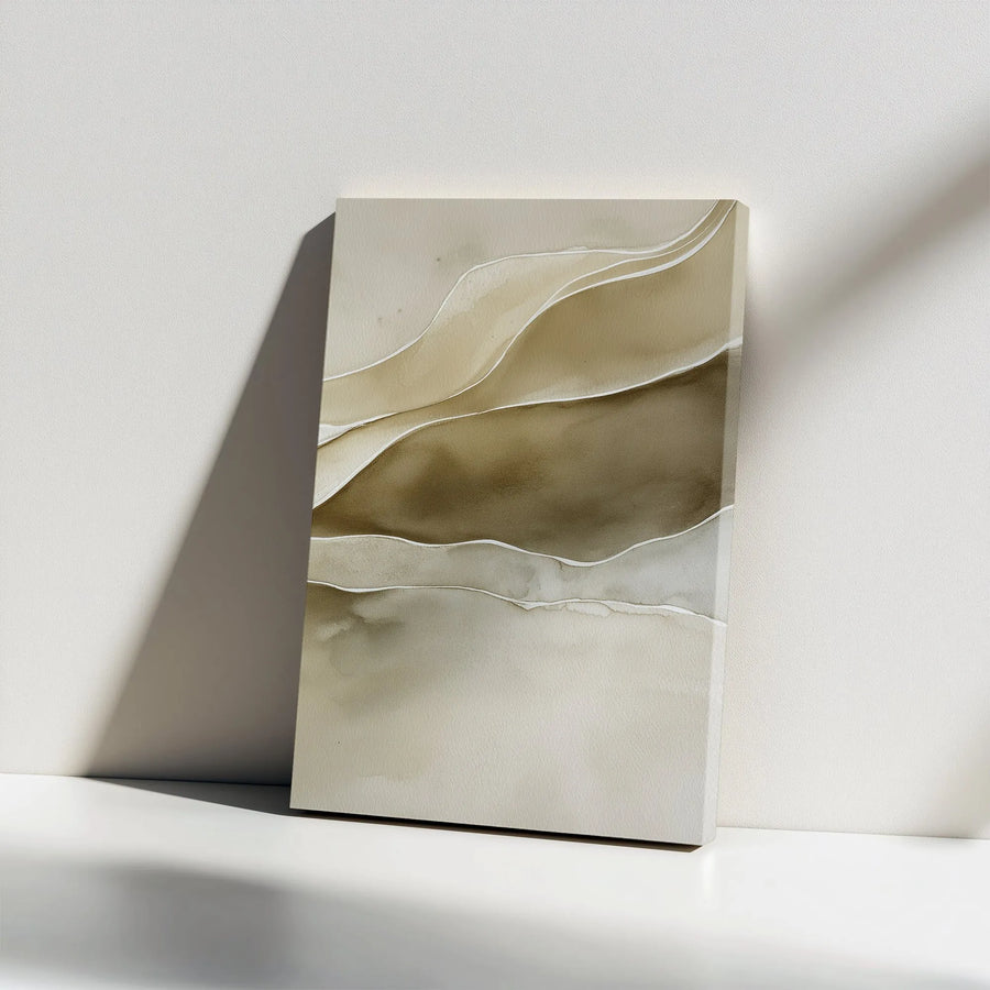 Abstract Earth Tone Vertical Canvas | Minimalist Wavy Line Art | Premium 1.25" Thick Gallery Print | Modern Japandi Home Decor Gift