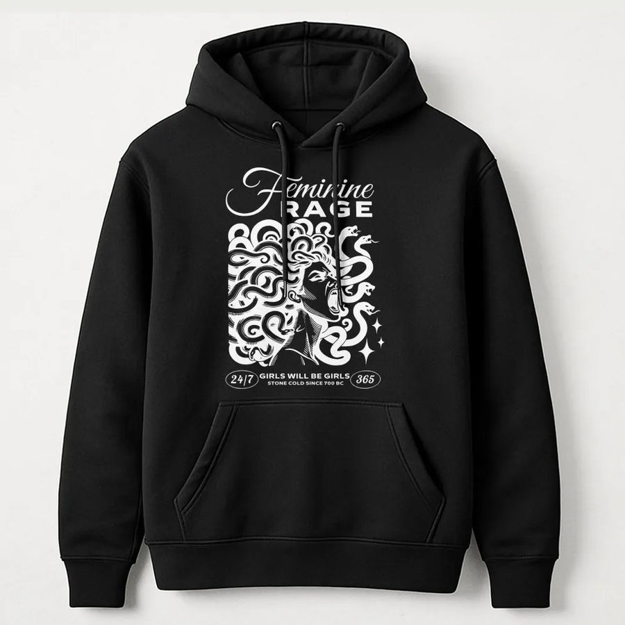 Feminine Rage Medusa Hoodie | Greek Mythology Graphic Sweatshirt | Premium Cotton Blend | Dark Academia Aesthetic Gift For Her