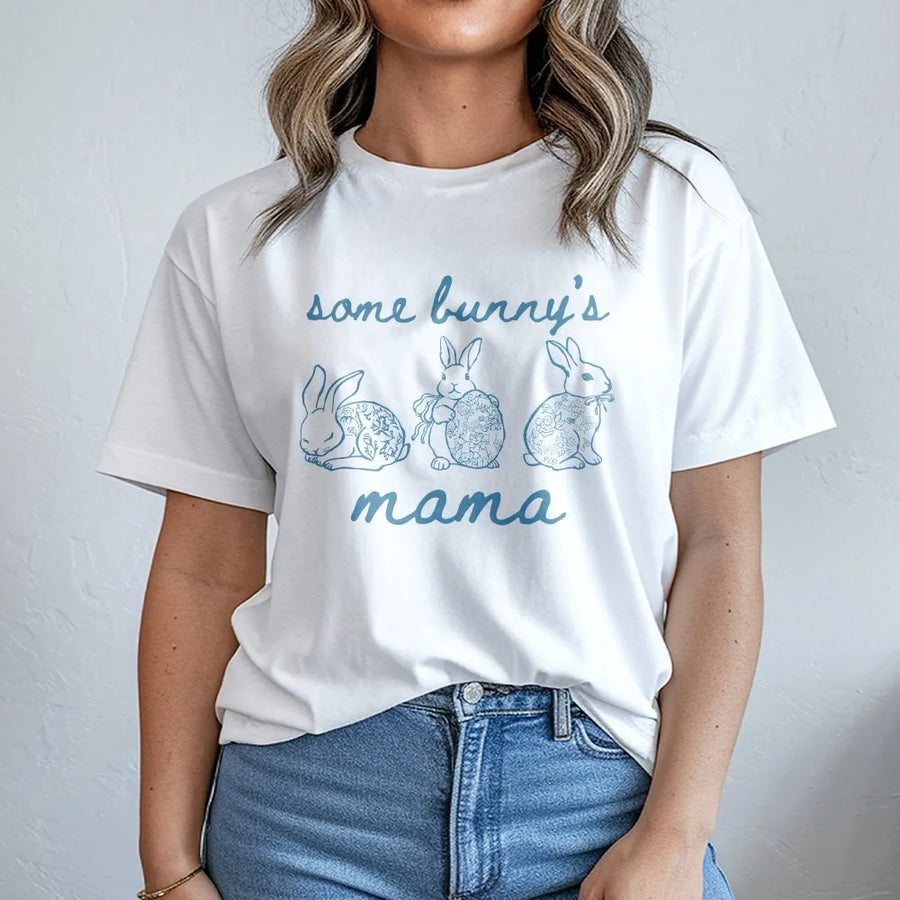Some Bunny's Mama T-Shirt | Floral Easter Bunny Illustration | 100% Premium Cotton | Cute Matching Family Outfit for Easter Sunday