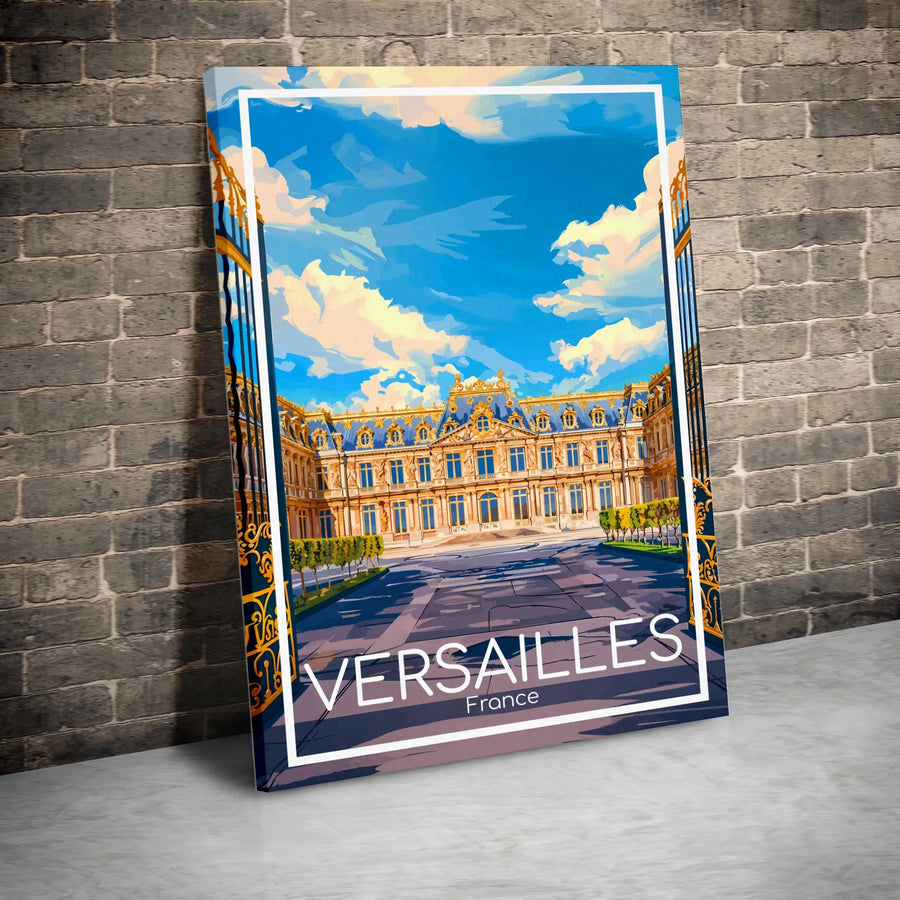 Palace of Versailles Travel Poster | French Architecture Wall Art | Premium Gallery Wrapped Canvas | European Home Decor Gift