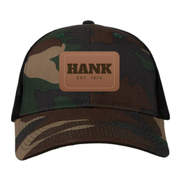 Custom Leather Patch Trucker Hat — His Name & Year