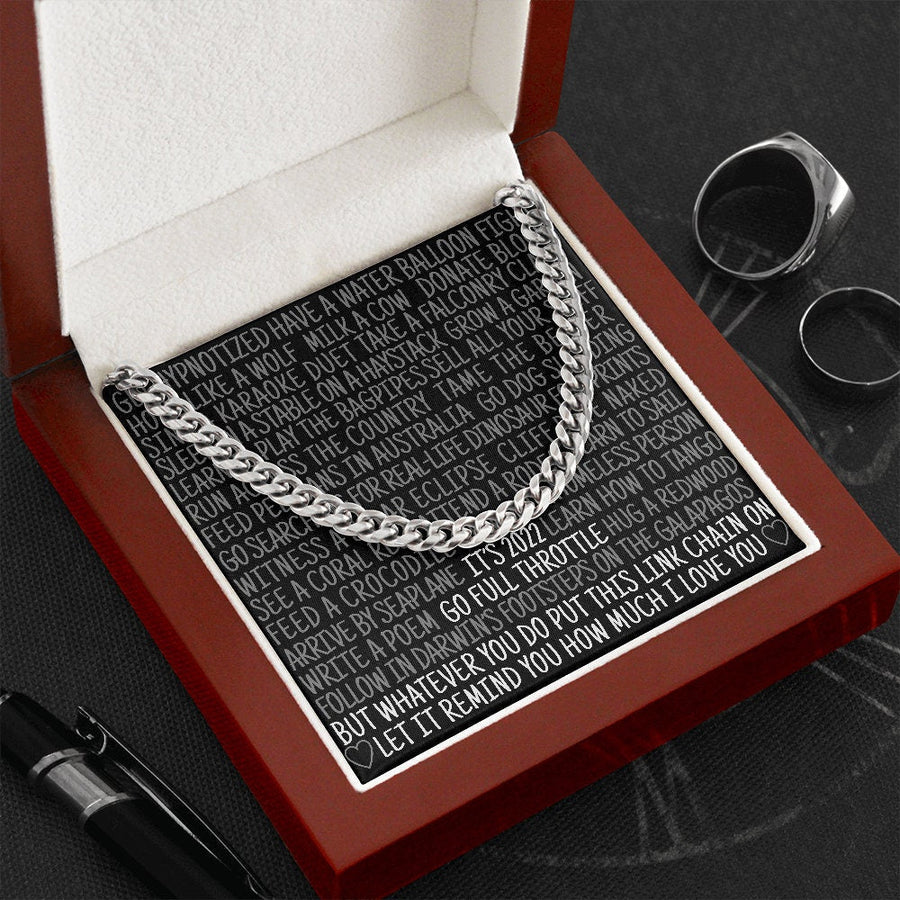New Year Gift for Men, Christmas gift for Nephew, Brother, Boyfriend, Husband, Grandson, Funny Bucket List Cuban Chain Link Cuban Link Chain