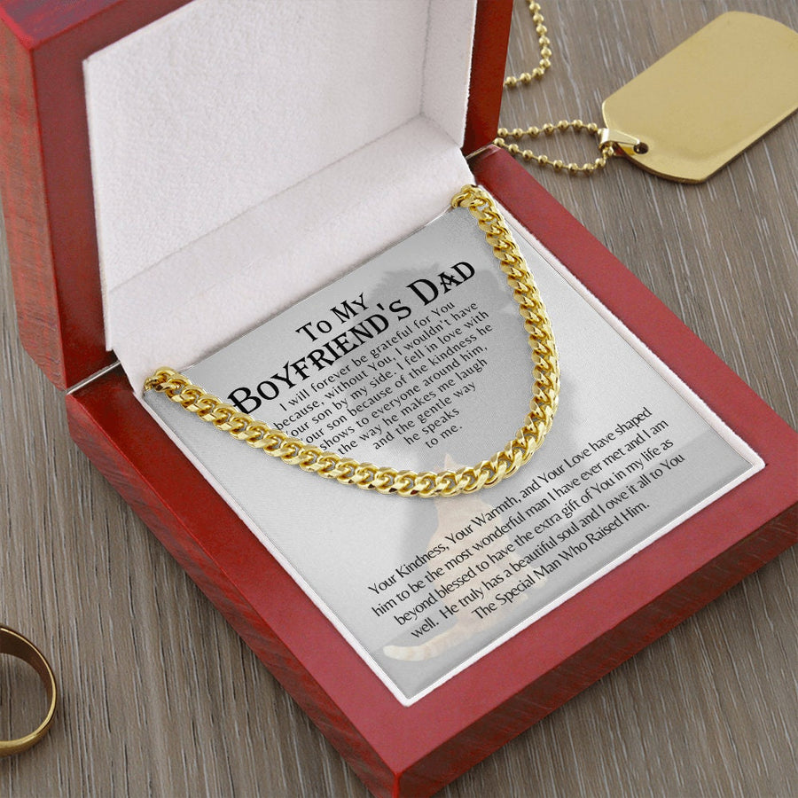 To My Boyfriends Dad Father Gift, Cuban link Chain, Necklace, for Christmas, Birthday, Just Because, Fathers Day, Present, Stocking Stuffer