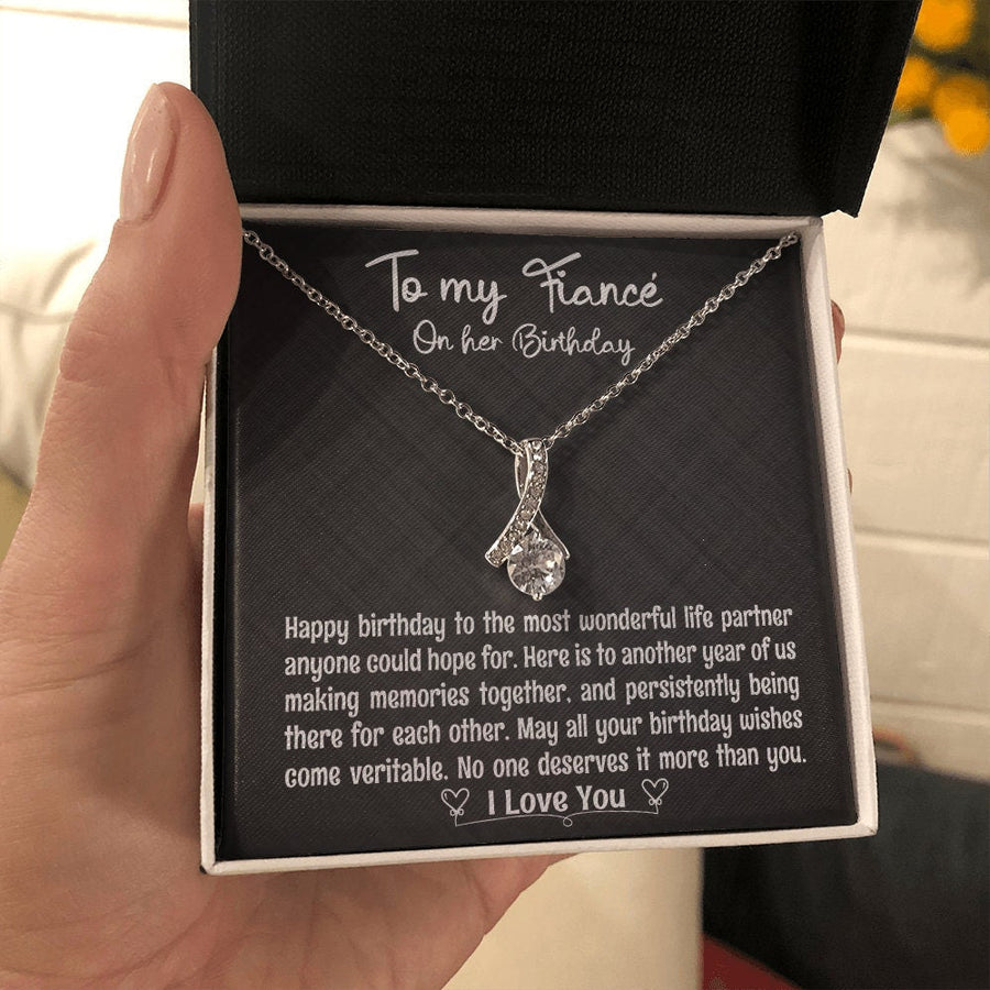 Happy Birthday Fiancé Gift, Fiancé Birthday Jewelry, Fiancé BD Necklace Gift, Fiancé Thoughtful Gift, Message Card Quote For Fiancé BD