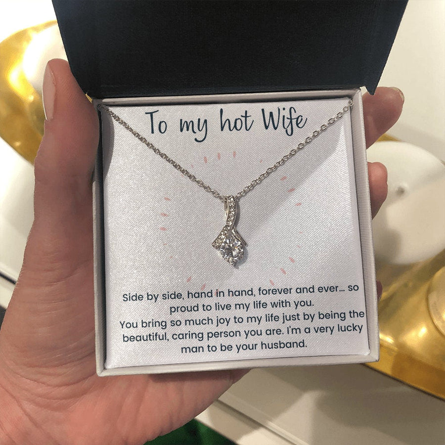 Hot wife love ribbon necklace