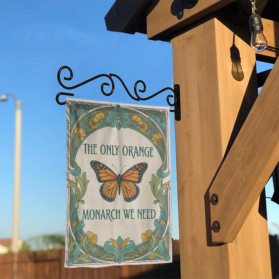 Monarch Butterfly Garden Flag | Art Nouveau Political Quote "The Only Orange Monarch" | Double Sided Polyester | Anti-Trump Yard Decor Gift