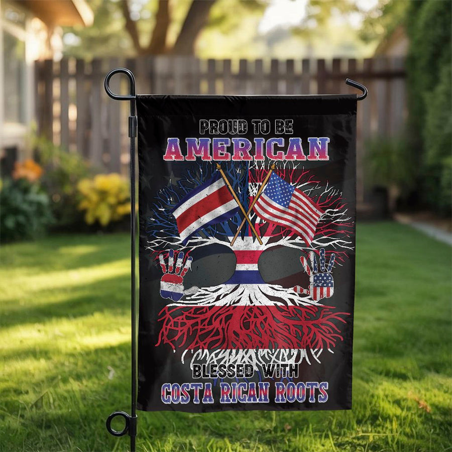 American Costa Rican Garden Flag | USA Costa Rica Heritage Pride | Double Sided Polyester Yard Banner | Gift for Costa Rican American