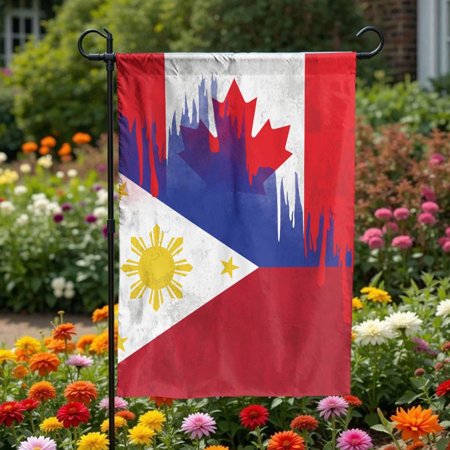 Filipino Canadian Garden Flag | Hybrid Roots Heritage Design | Double Sided Premium Polyester | Gift for Filipino Canadians & Yard Decor