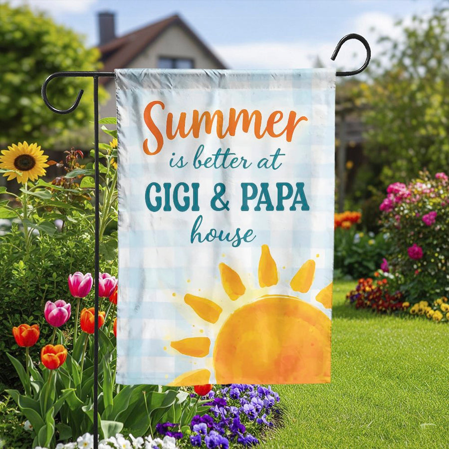 Gigi and Papa Garden Flag | Summer Grandkids Welcome Sign | Premium Double Sided Polyester | Outdoor Yard Decor Gift for Grandparents