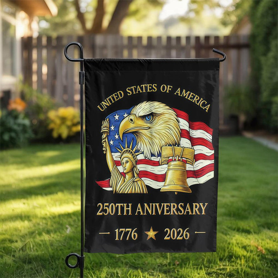USA 250th Anniversary Garden Flag | Patriotic Eagle & Liberty Design | Double Sided Weather Resistant Fabric | Commemorative 1776-2026 Yard Decor Gift
