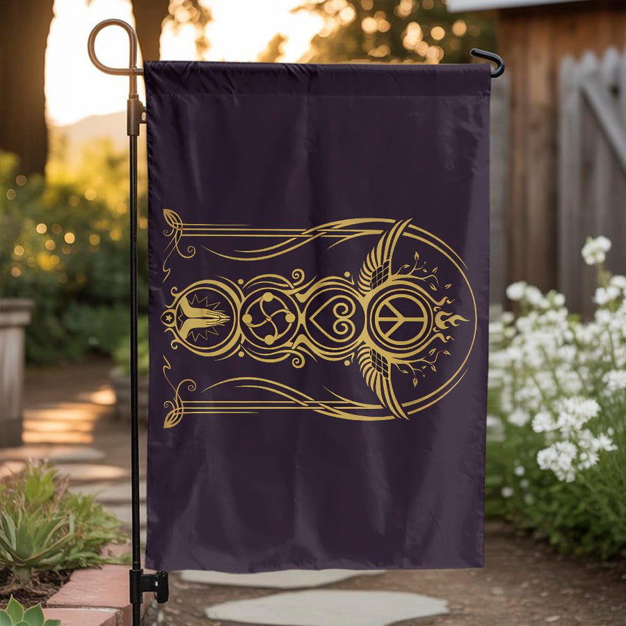 PLUR Rave Garden Flag | Peace Love Unity Respect Symbols | Premium Weather Resistant Fabric | Gift for Raver, EDM Festival Home Decor