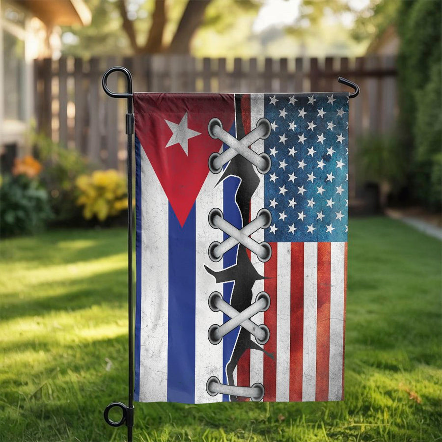 Cuban American Garden Flag | Made In America With Cuban Parts Design | Double Sided Polyester | Patriotic Yard Decor Gift for Cuban Pride