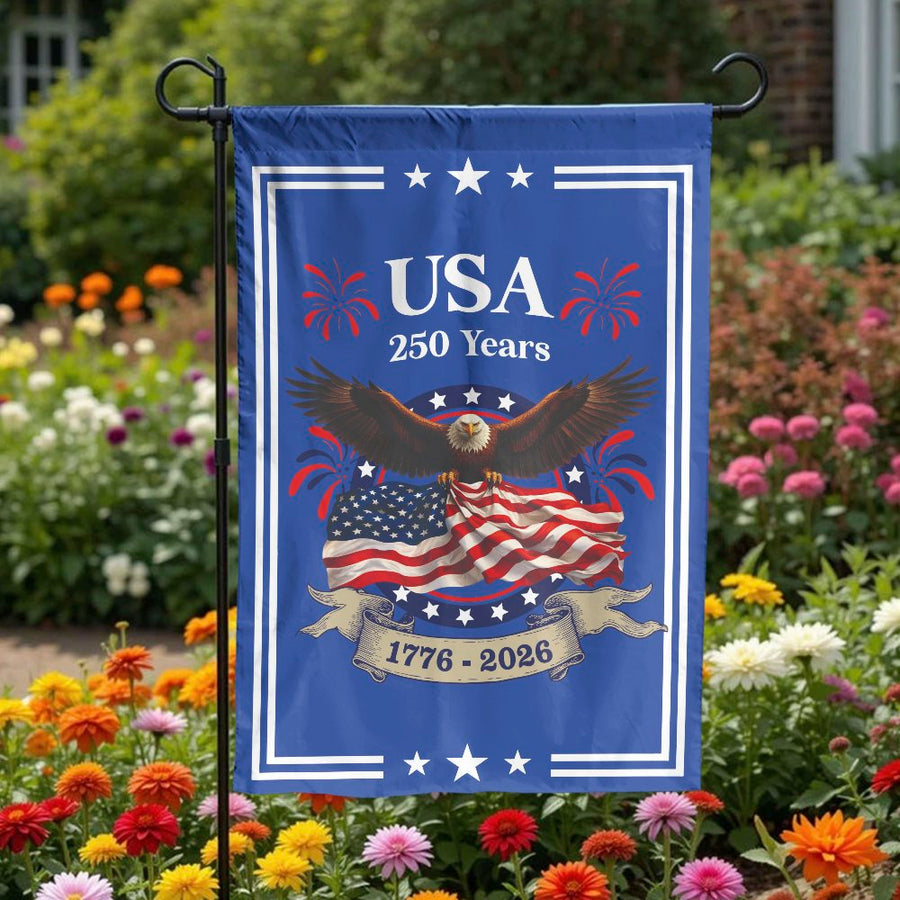 Patriotic American Eagle Garden Flag | USA 250th Anniversary 1776-2026 Design | Double Sided Premium Polyester | Outdoor Yard Decor Gift