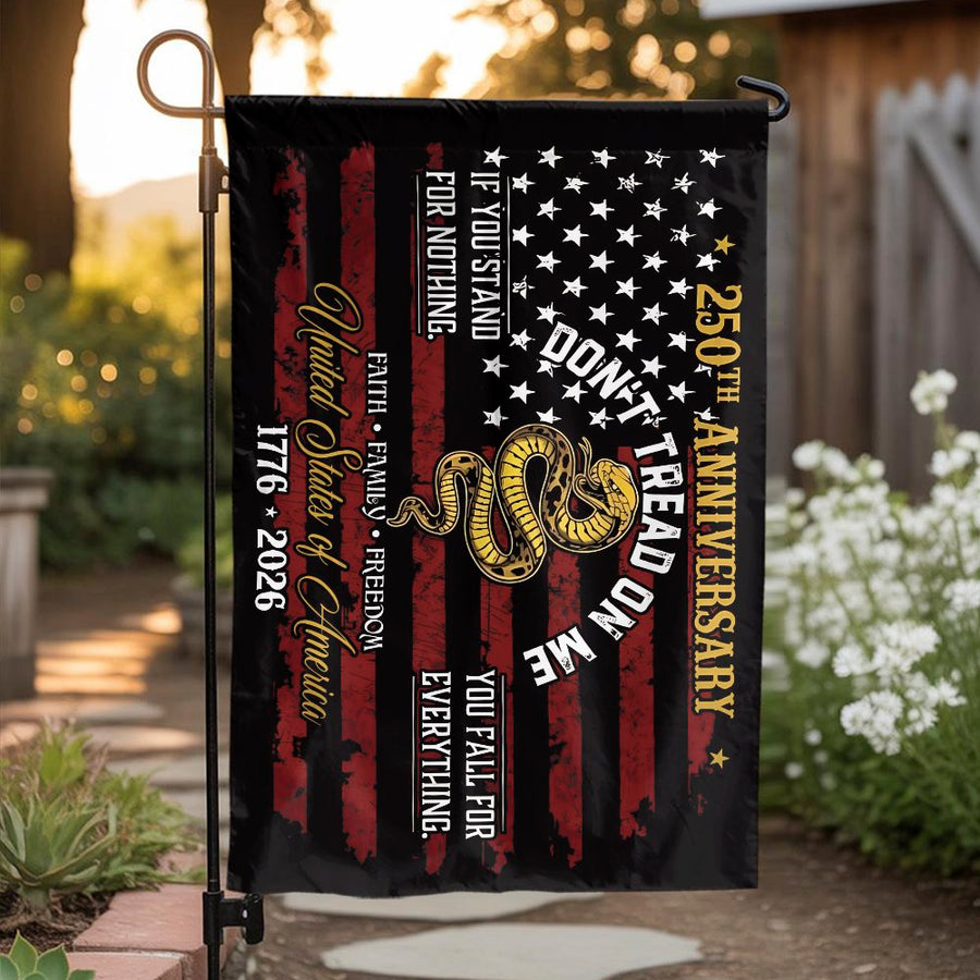 250th Anniversary American Garden Flag | Don't Tread On Me Gadsden Snake | Premium Double-Sided Polyester | Collector's Patriotic Yard Decor