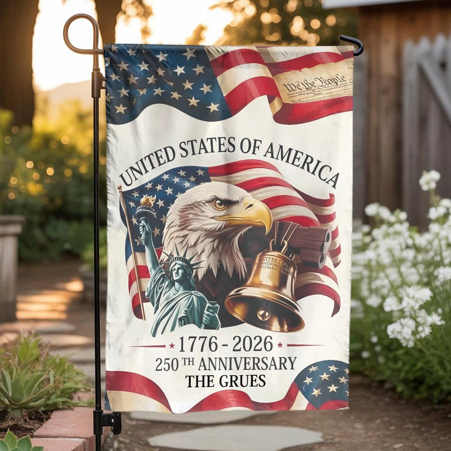 250th Anniversary USA Garden Flag | Patriotic 1776-2026 Eagle & Liberty Bell | Weather-Resistant Double-Sided Print | Collector's Yard Decor Gift
