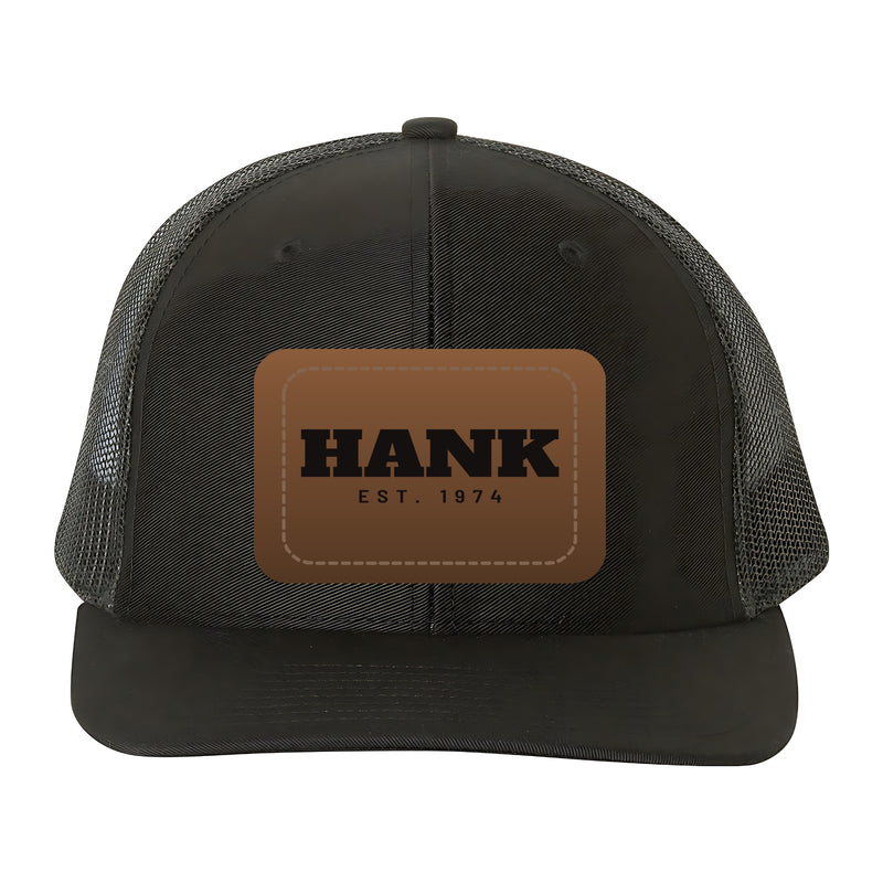Curved brim - The One He'll Wear Every Day — Custom Engraved Leather Patch Hat