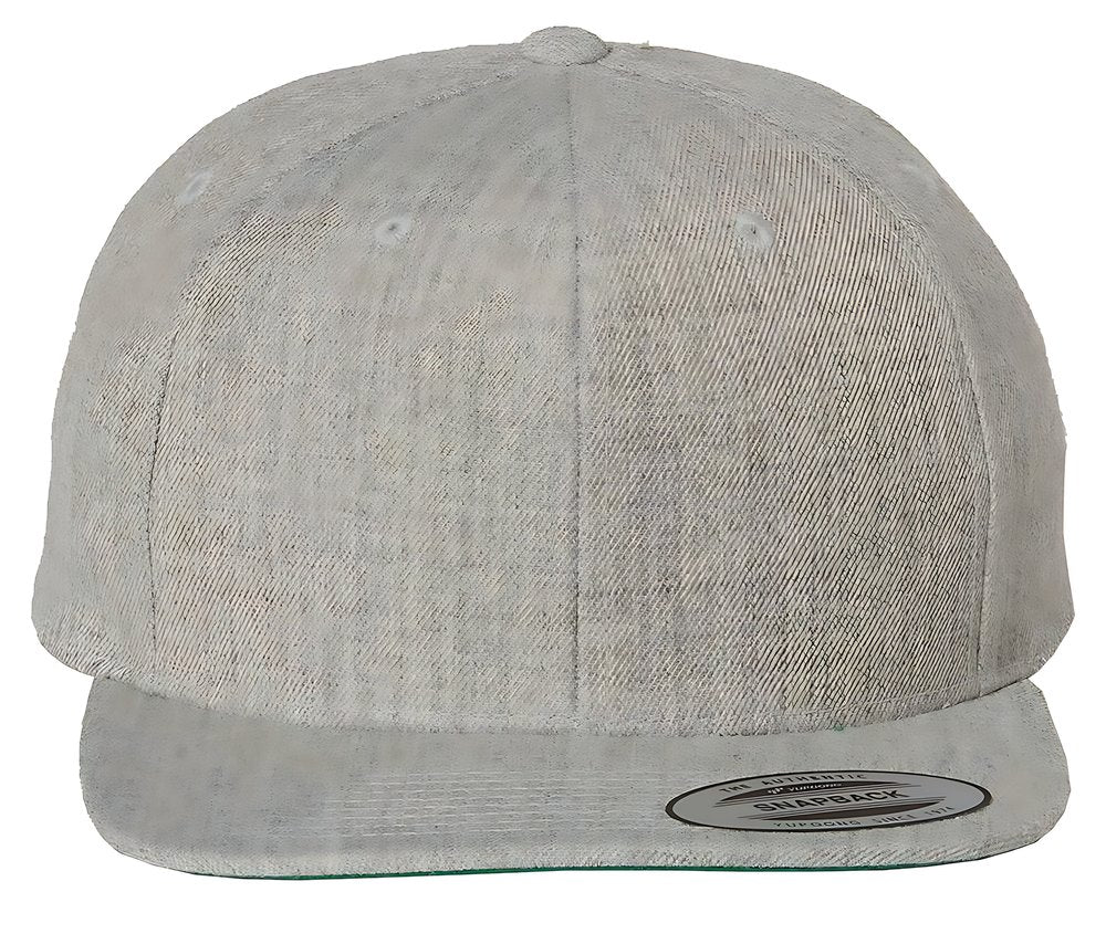 Flat brim snapback cap, heather grey