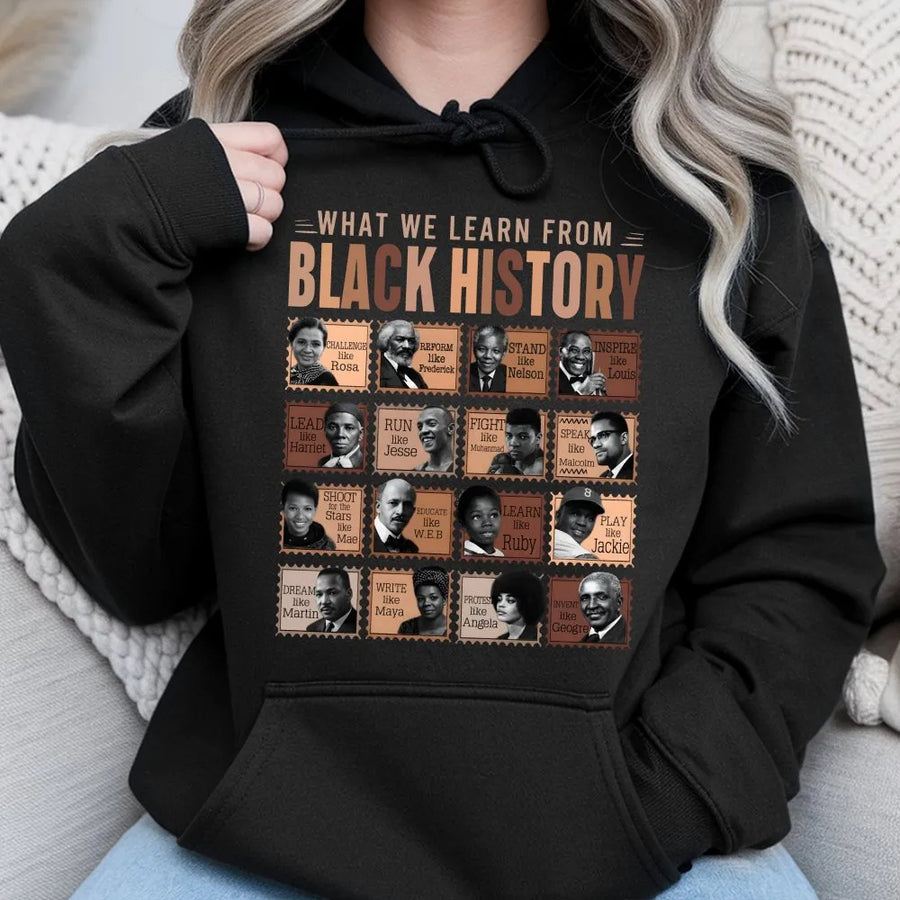 Black History Month Hoodie | Inspirational Civil Rights Figures Design | Premium Cotton-Poly Blend | Educational Gift for Teachers and Students