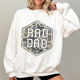 Rad Dad Sweatshirt | Camo Hexagon Graphic Design | Premium Cotton Blend | Gift For New Dad, Father's Day 2026, Or Birthday