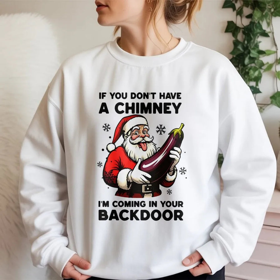 Funny Naughty Santa Sweatshirt | Inappropriate Adult Humor Eggplant Design | Premium Cotton Blend | Hilarious Christmas Gag Gift for Adults