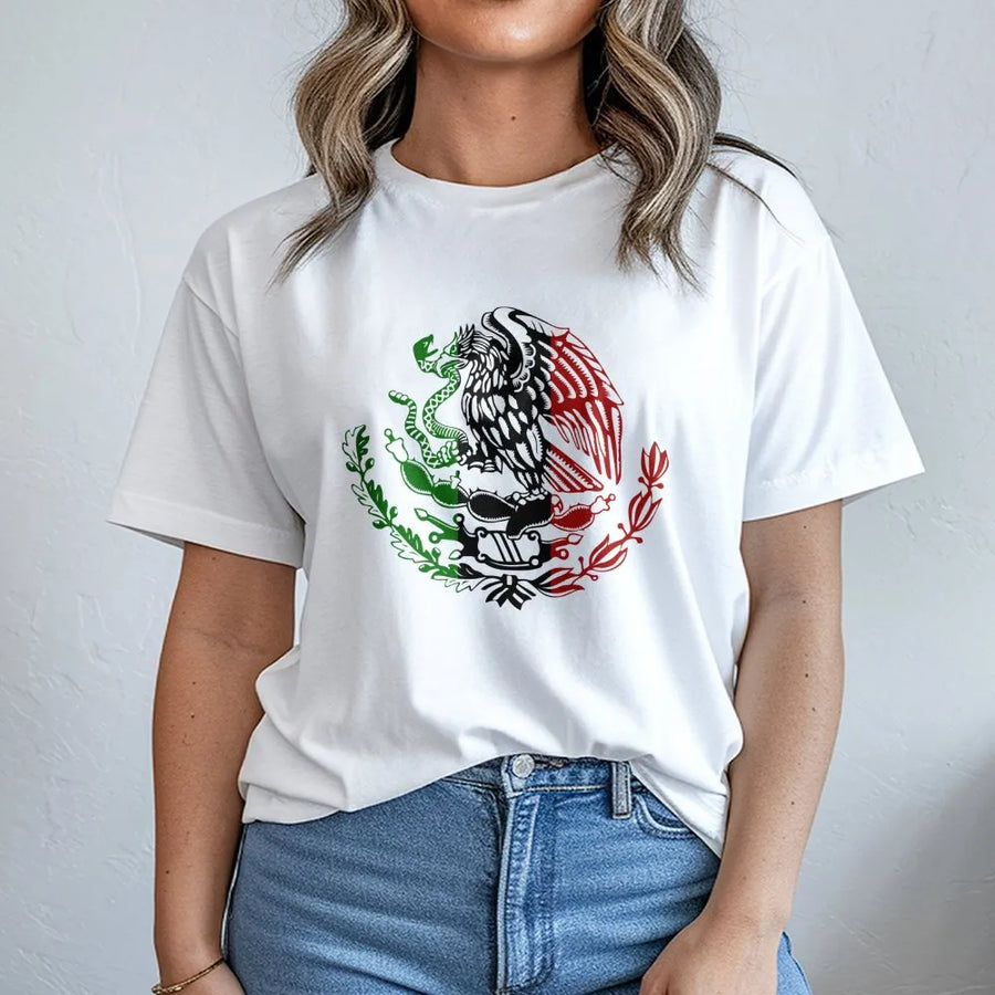 Mexico Flag T-Shirt | Mexican Eagle Emblem Design | Premium Cotton Graphic Tee | Gift for Mexican Heritage and Pride