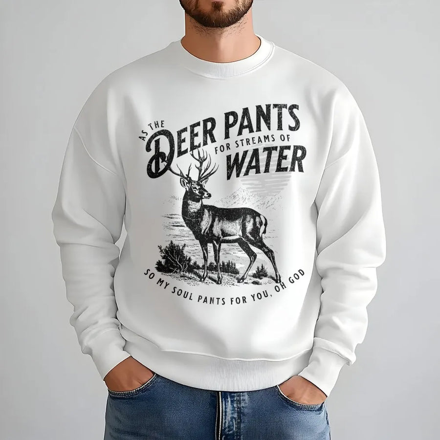 Psalm 42 Christian Sweatshirt | As The Deer Pants For Water Quote | Soft Cotton Blend Sweatshirt | Inspirational Religious Faith Gift for Men & Women