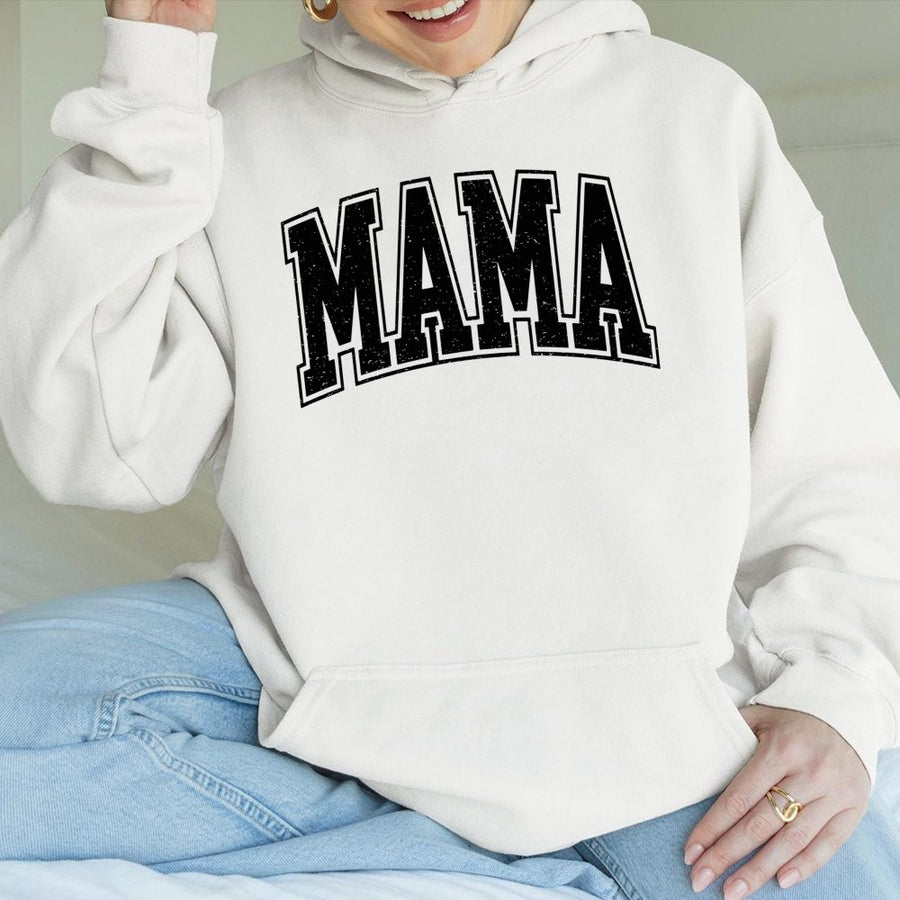 Mama Hoodie | Vintage Varsity Letter Print | Premium Cotton Blend | Thoughtful Gift for New Moms and Mother's Day 2026
