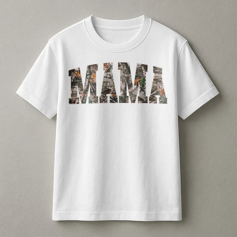 Mama Camo T-Shirt | Hunting Woodland Graphic Sweatshirt | Cozy Cotton-Poly Blend | Gift for Outdoor Mom