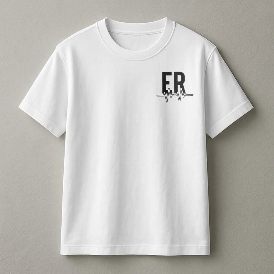 ER Nurse T-Shirt | Heartbeat EKG Line Graphic | Soft Cotton Tee | Gift for Doctor, Paramedic & Medical Professional
