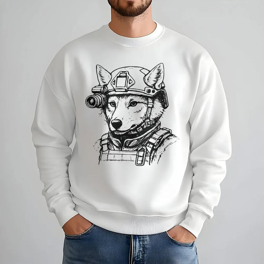 Tactical Coyote Sweatshirt | Night Vision Graphic Sketch | Premium Cotton Blend | Gift for Coyote Hunters & Veterans