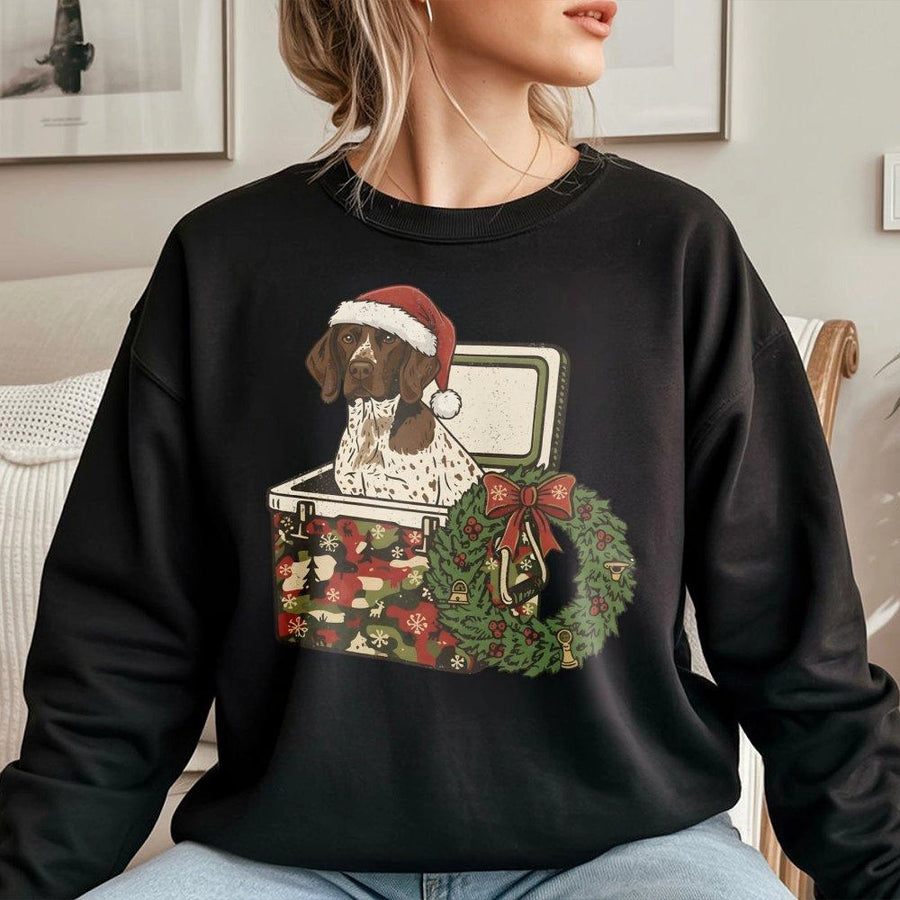 German Shorthaired Pointer Christmas Sweatshirt | Festive Camo Dog Design | Soft Cotton Blend | Holiday Gift For Dog Lovers