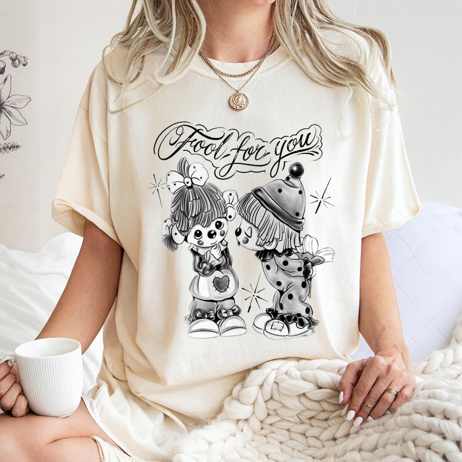 Fool For You Graphic T-Shirt | Chicano Style Clown Art | Premium 100% Cotton Tee | Urban Streetwear Gift for Him & Her
