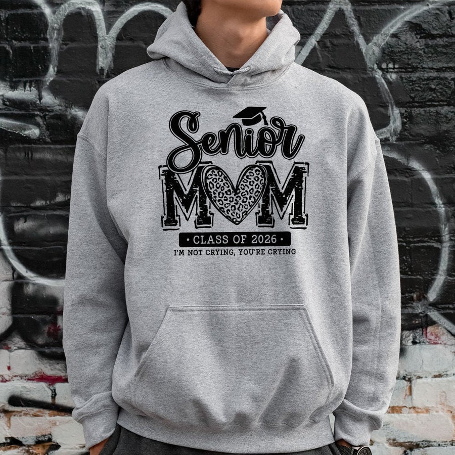 Senior Mom Hoodie Class Of 2026 | Leopard Print Heart Graduation Design | Premium Cotton-Poly Blend | Proud Graduation Gift For Her