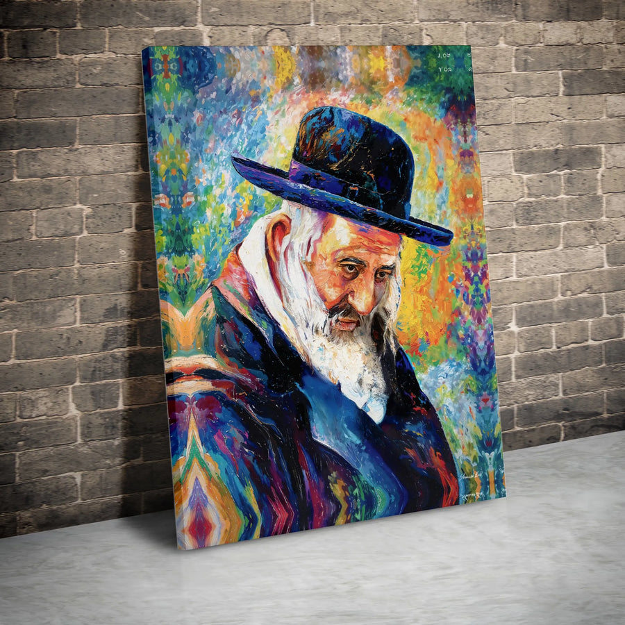 Jewish Rabbi Portrait Canvas | Colorful Abstract Fine Art Print | Premium 1.25 Inch Gallery Wrap | Judaica Wall Decor Gift