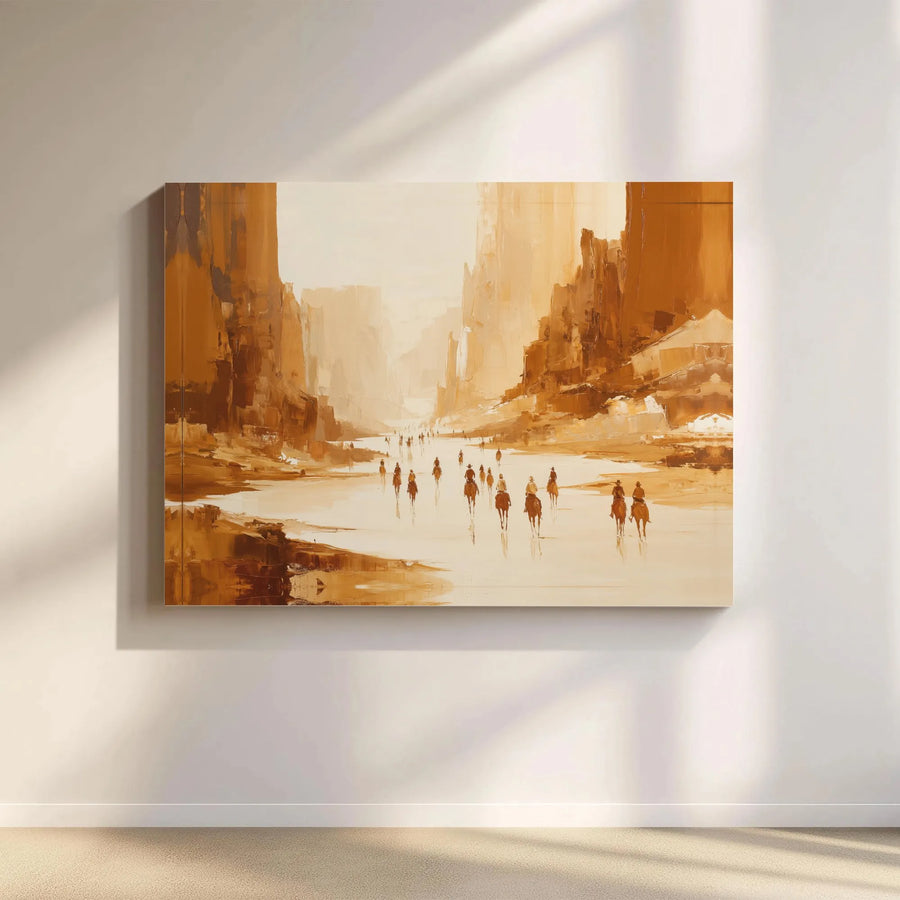 Western Canyon Canvas Wall Art | Abstract Cowboy Desert Landscape | Premium Gallery Wrap Print | Southwestern Home Decor Gift