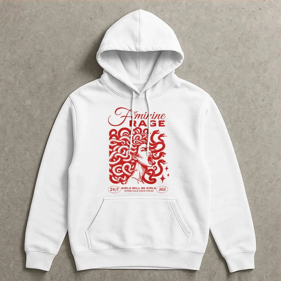 Feminine Rage Medusa Hoodie | Greek Mythology Graphic Sweatshirt | Premium Cotton Blend | Dark Academia Aesthetic Gift For Her
