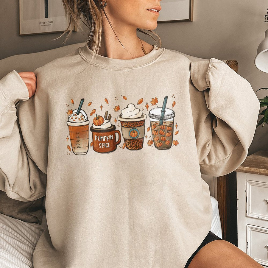 Pumpkin Spice Sweatshirt | Cozy Coffee Fall Aesthetic Design | Premium Cotton Polyester Blend | Autumn Outfit Gift for Women & Coffee Lovers