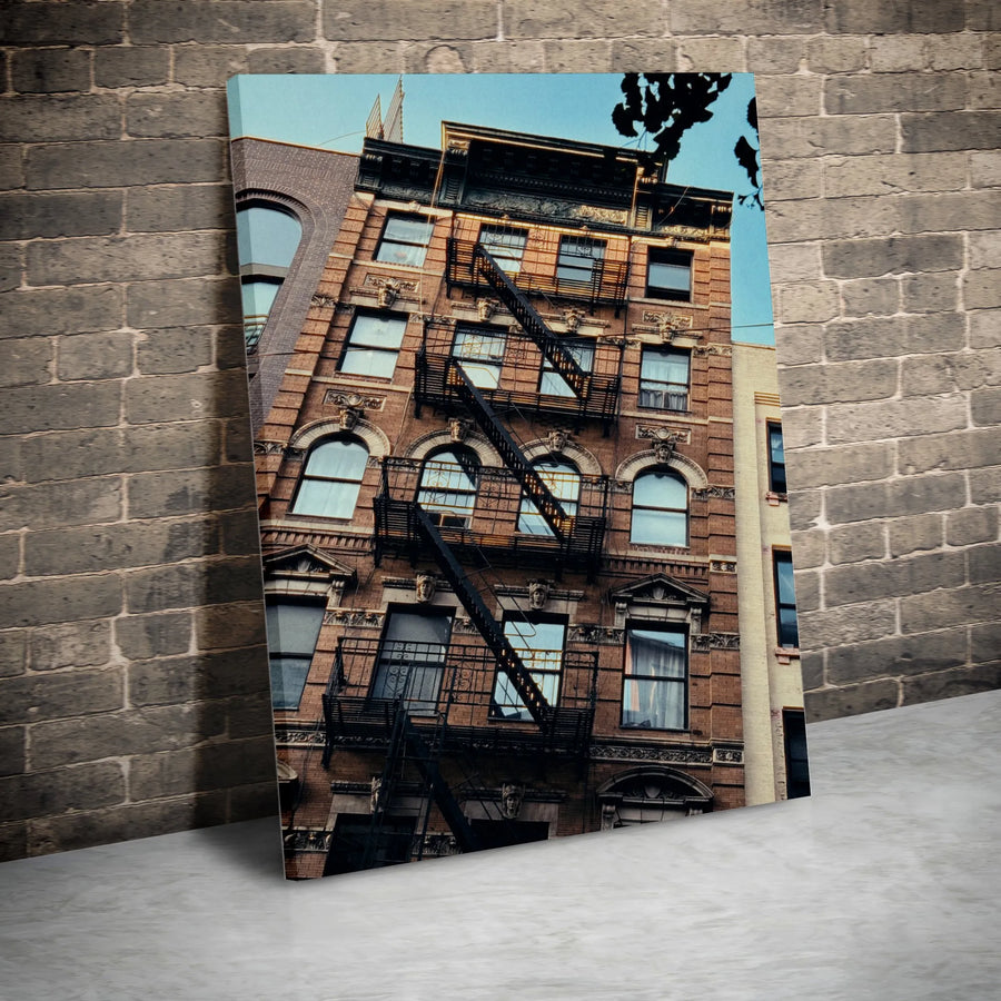 NYC Brownstone Vertical Canvas | Urban Architectural Photography Print | Premium Gallery-Wrapped Canvas | Modern Home Decor Gift for City Lovers