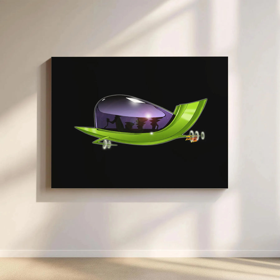 Futuristic Flying Car Canvas Art | Retro Sci-Fi Space Vehicle Print | Premium Gallery Wrap Wall Decor | Unique Gift For Car Enthusiasts
