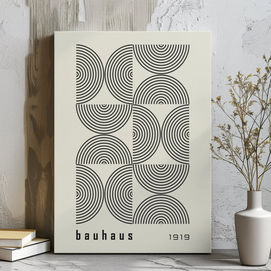 Bauhaus Geometric Wall Art | Minimalist Abstract Semi-Circle Print | Premium 1.25" Gallery Wrap Canvas | Modern Home & Office Decor Gift