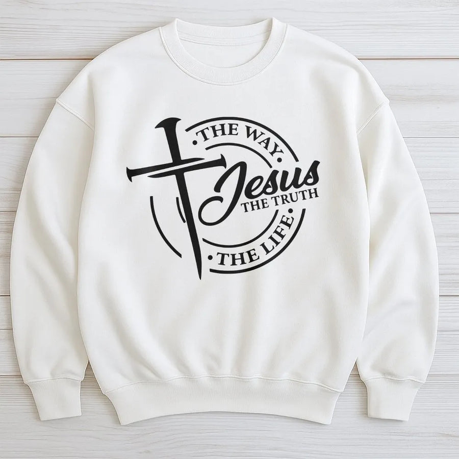 Jesus The Way The Truth The Life Shirt | Christian Nail Cross Graphic Tee | Premium Soft Cotton | Religious Faith Gift for Men & Women